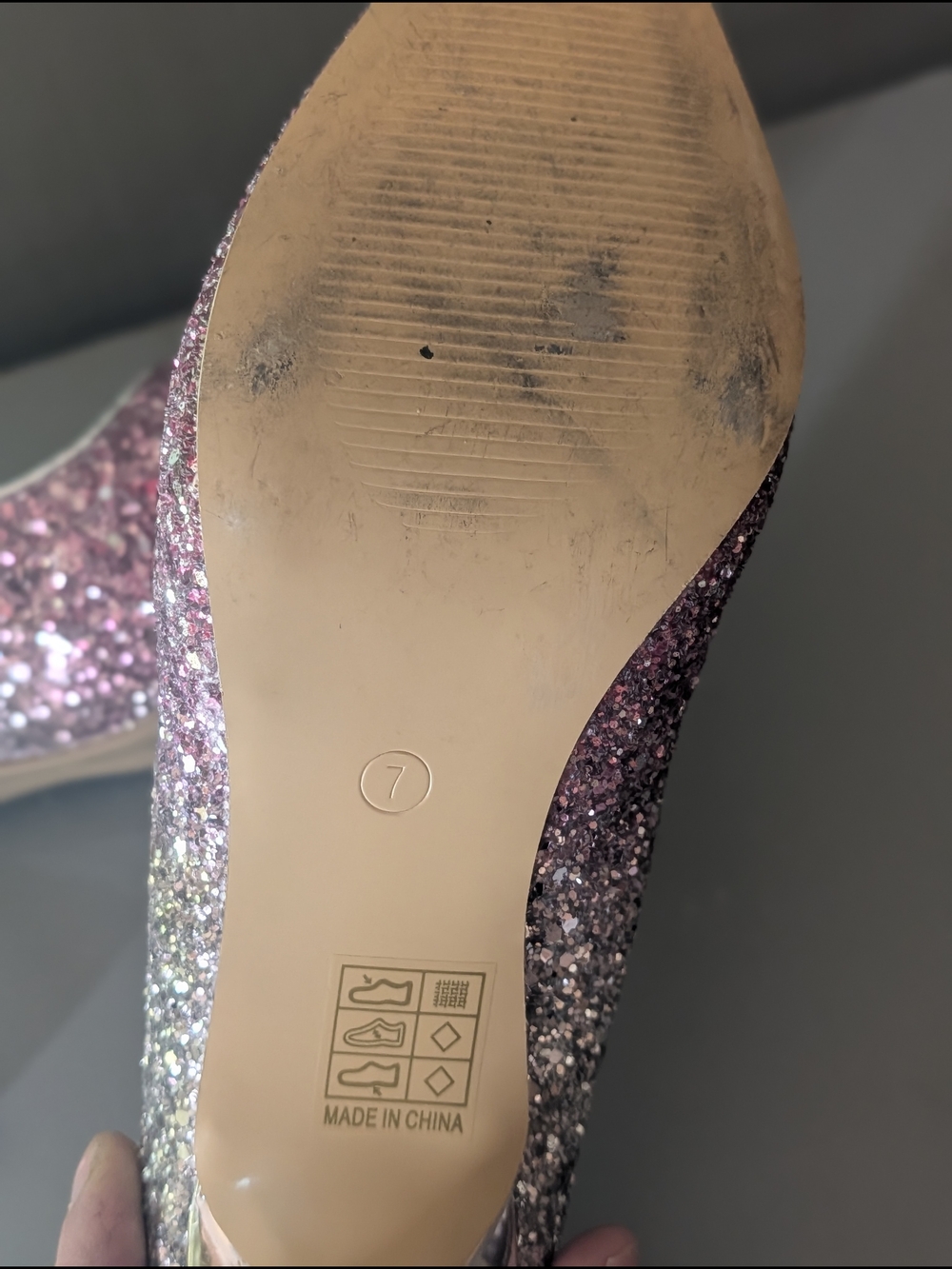 Sparkling Pink Ombre Glitter Pointed-Toe Pumps 3 Inch Heel - Picture 4 of 6